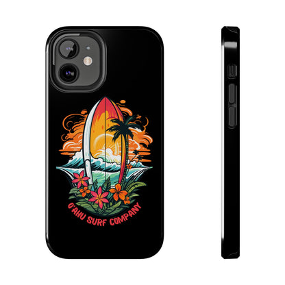 O'ahu Surf Company Tropical Surfboard iPhone Tough Case. Colorful Hawaii surfboard iphone case. iPhone 12 Mini