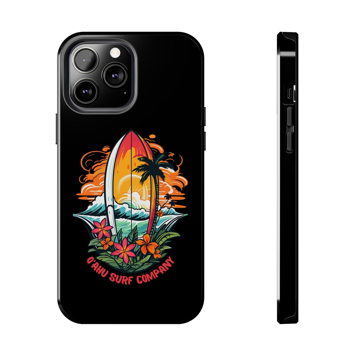 O'ahu Surf Company Tropical Surfboard iPhone Tough Case. Colorful Hawaii surfboard iphone case. iPhone 13 Pro Max