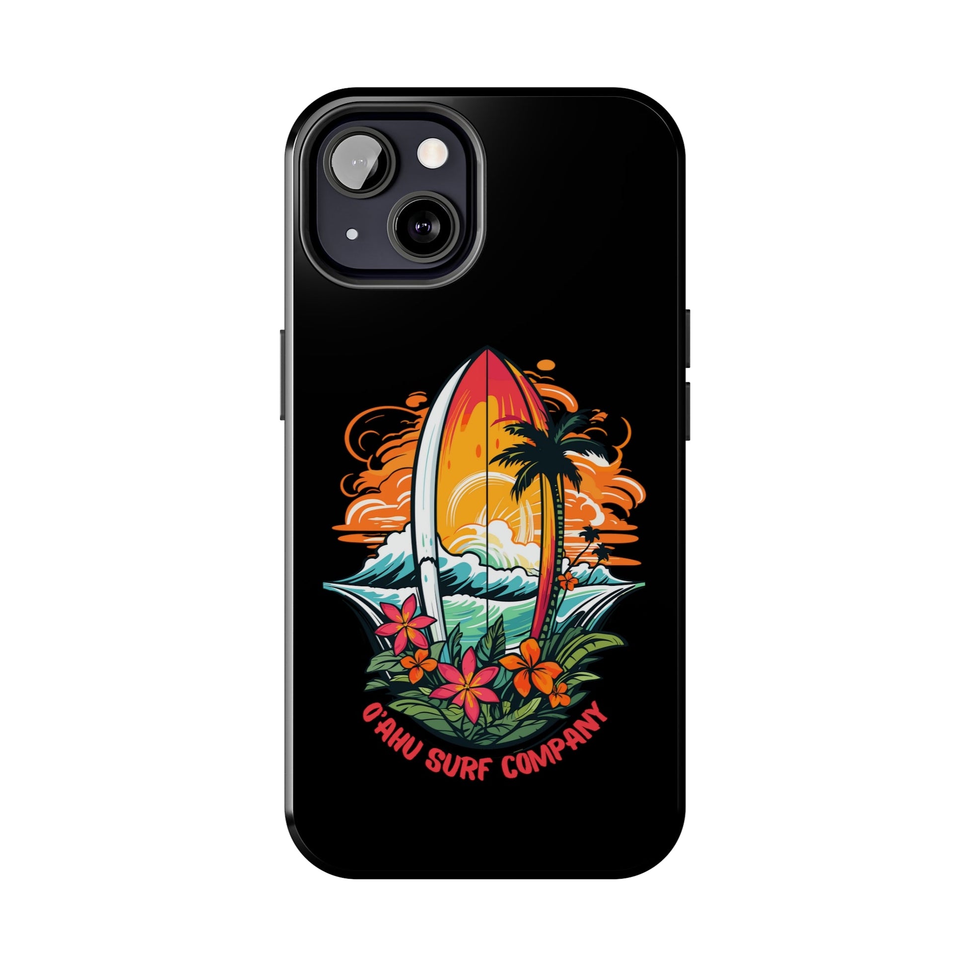 O'ahu Surf Company Tropical Surfboard iPhone Tough Case. Colorful Hawaii surfboard iphone case.