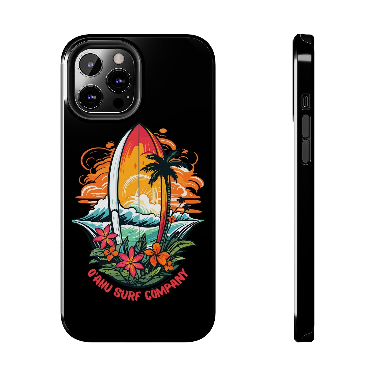 O'ahu Surf Company Tropical Surfboard iPhone Tough Case. Colorful Hawaii surfboard iphone case. iPhone 12 Pro Max