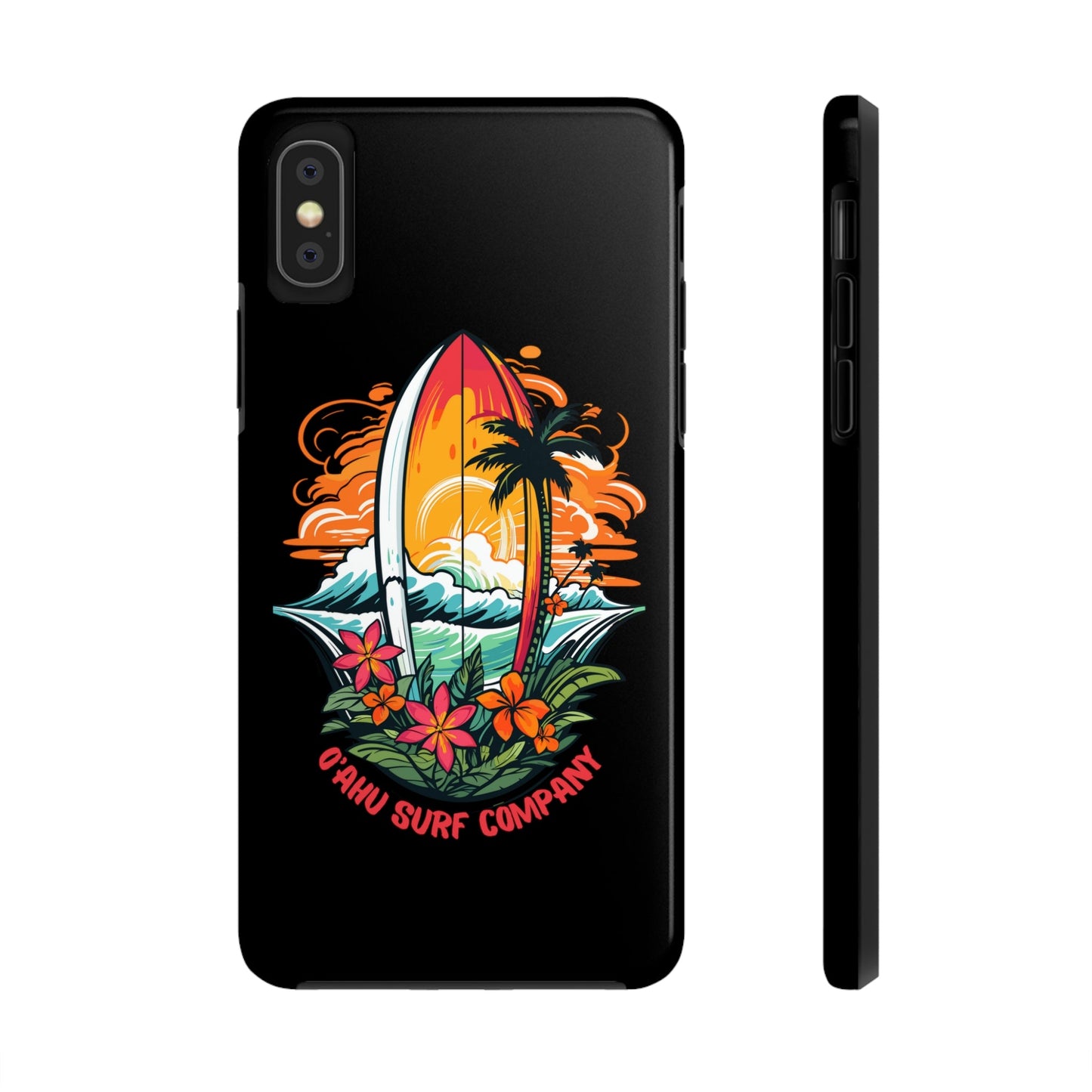 O'ahu Surf Company Tropical Surfboard iPhone Tough Case. Colorful Hawaii surfboard iphone case. iPhone XS