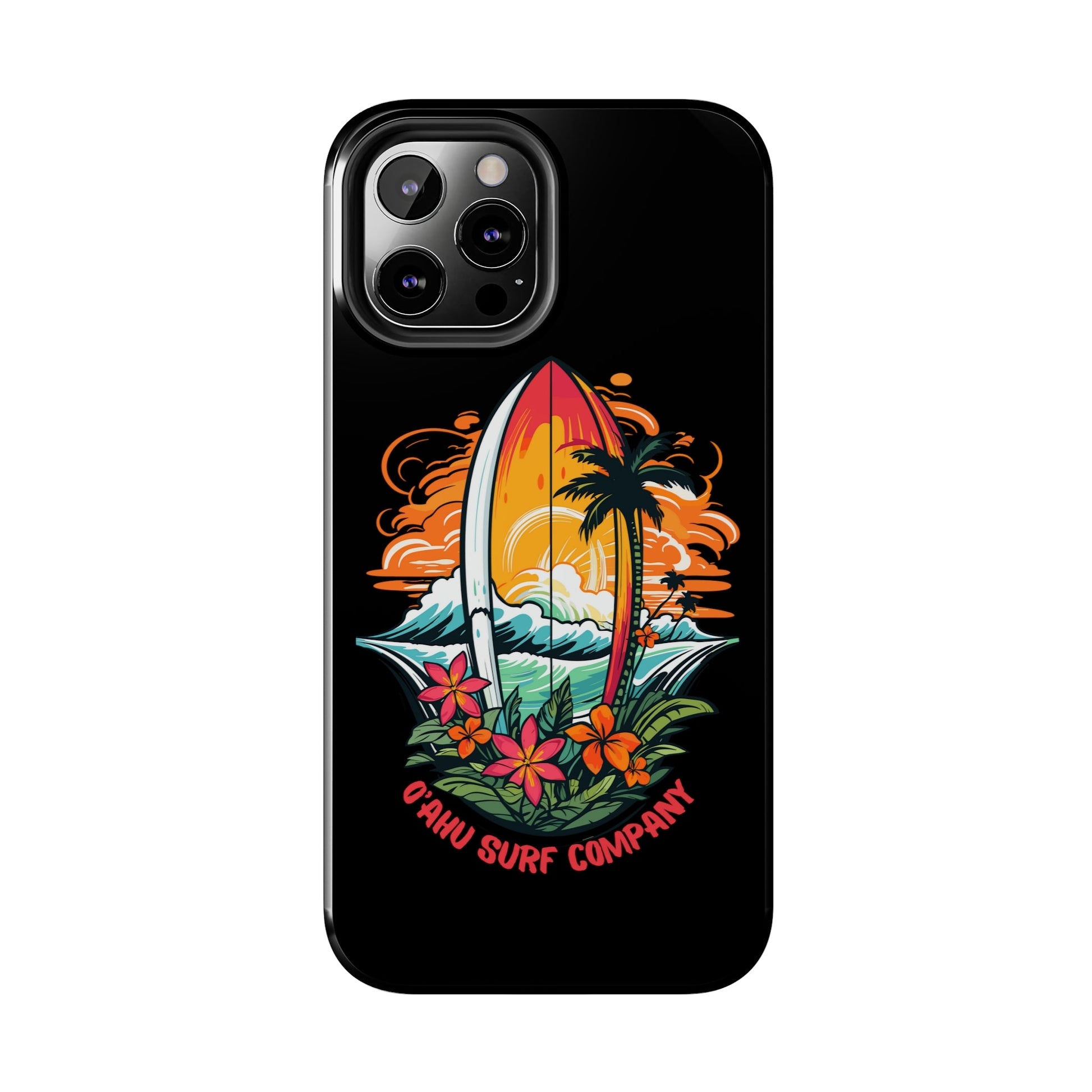 O'ahu Surf Company Tropical Surfboard iPhone Tough Case. Colorful Hawaii surfboard iphone case.