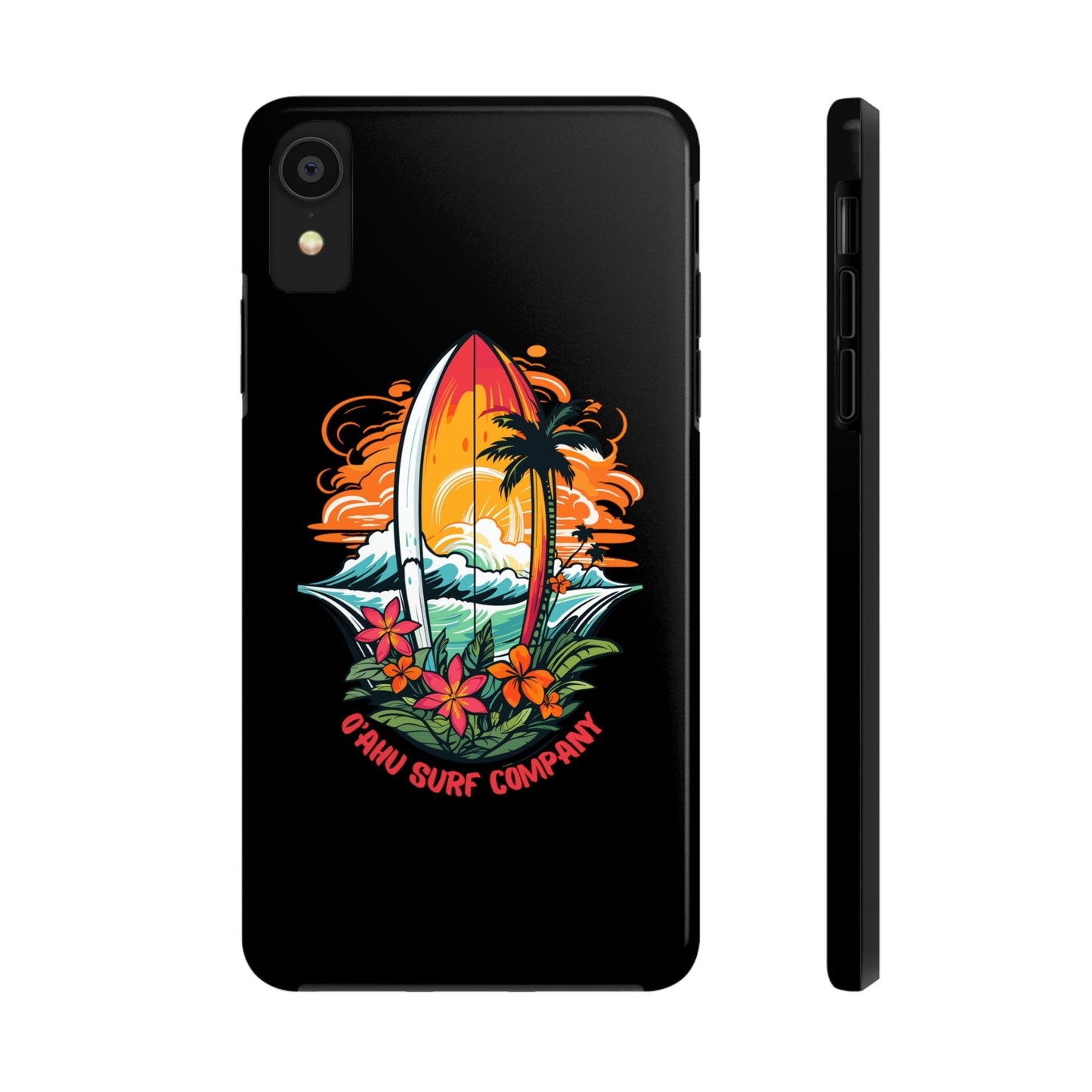 O'ahu Surf Company Tropical Surfboard iPhone Tough Case. Colorful Hawaii surfboard iphone case. iPhone XR