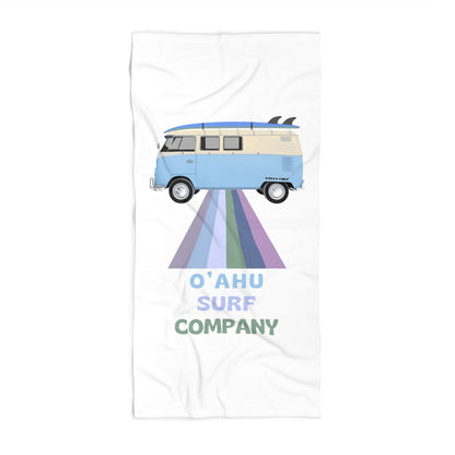 O'ahu Surf Company VW Bus Beach Towel. Towels . Waikiki beach oahu hawaii beach towel with a blue VW Bus.