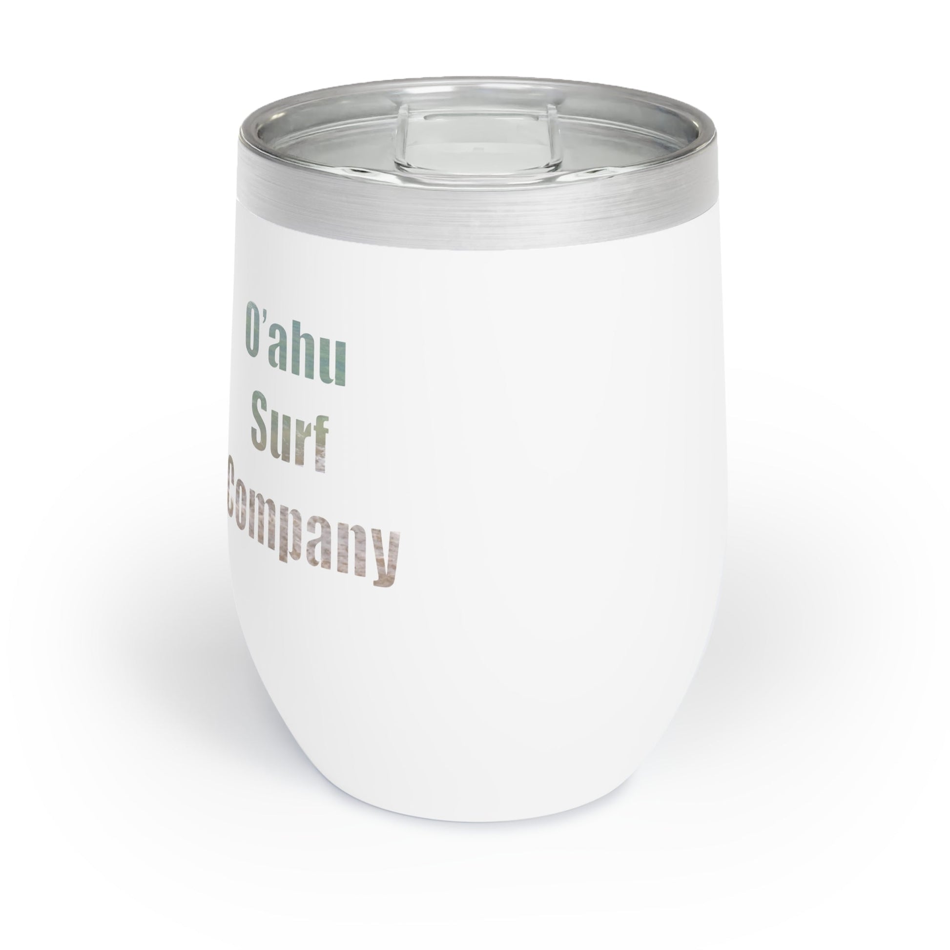 O'ahu Surf Company Wine Tumbler. White wine cup. Great for outdoors to keep your drinks cold. Hawaiian island aloha design.