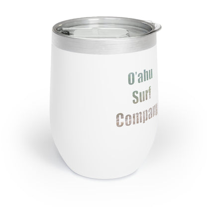 O'ahu Surf Company Wine Tumbler. White wine cup. Great for outdoors to keep your drinks cold. Hawaiian island aloha design.