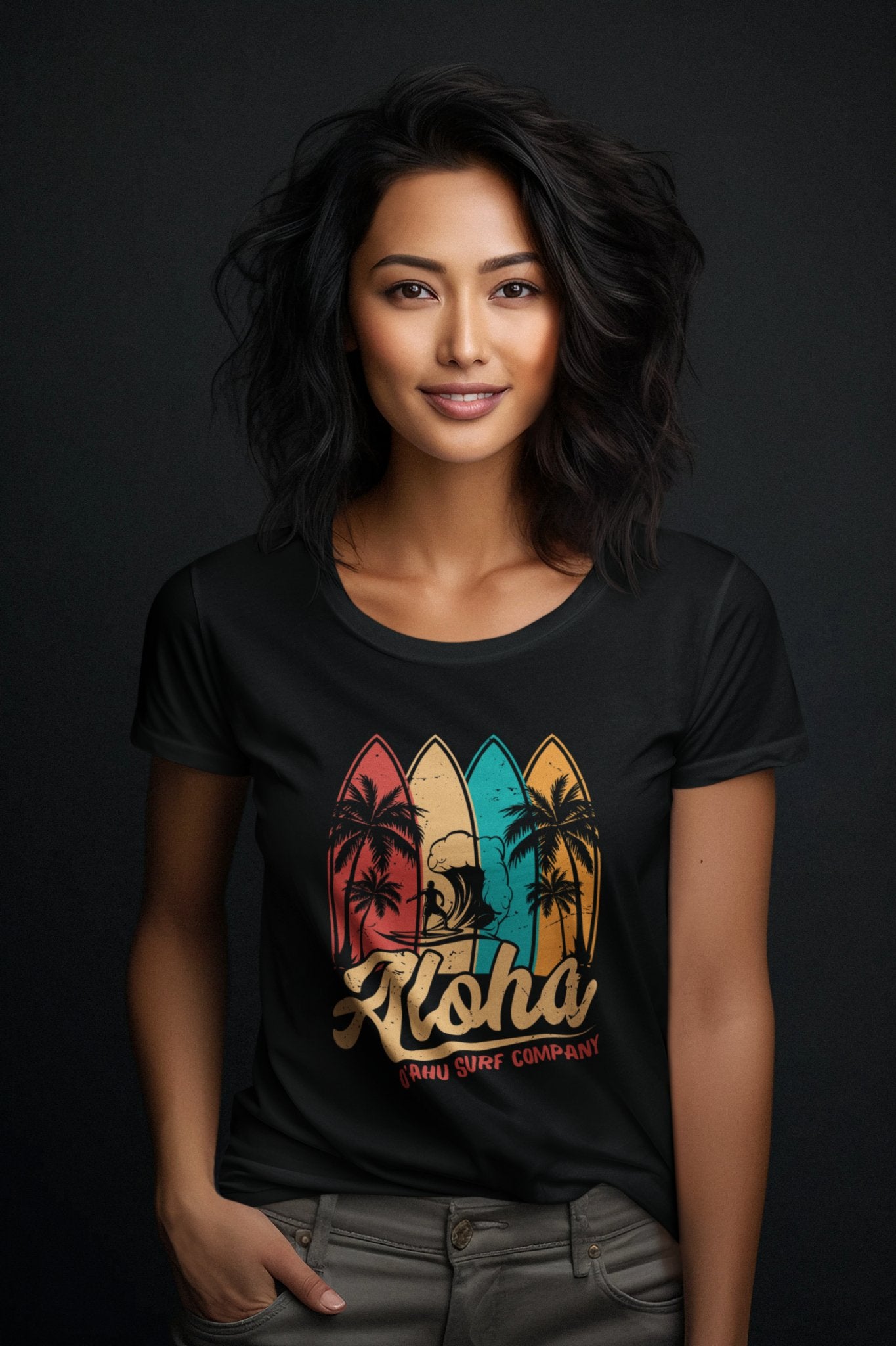 O'ahu Surf Company Women's Aloha Surfboard T-Shirt - O'ahu Surf Company