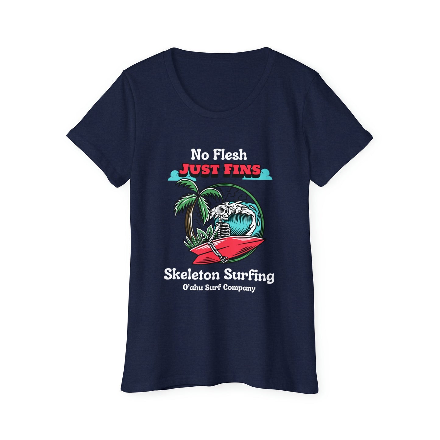 O'ahu Surf Company Women's Skeleton Surfing T-Shirt - O'ahu Surf Company