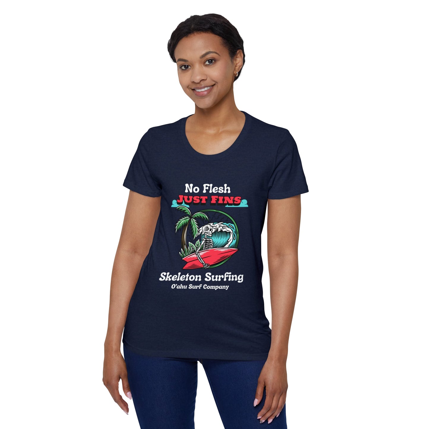 O'ahu Surf Company Women's Skeleton Surfing T-Shirt - O'ahu Surf Company